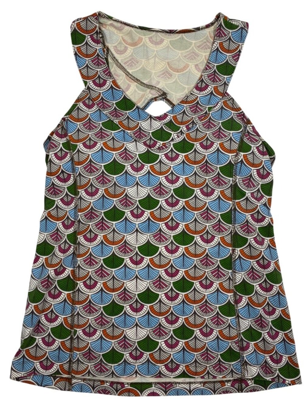 Ibex Merino Wool Blend Racerback Tank Top Multicolor Leaf Print Built-In bra M